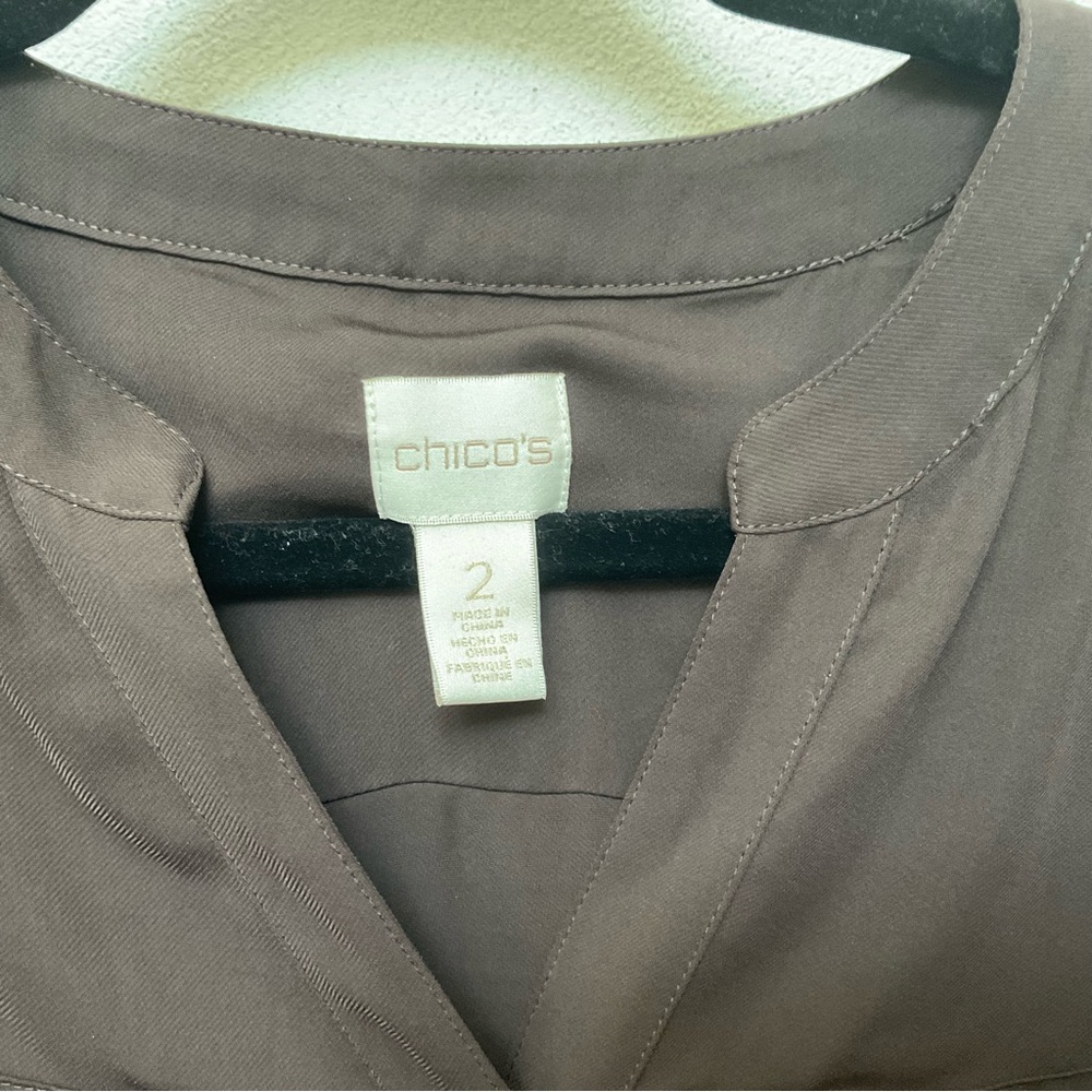 Chico's Chocolate Brown Button Down With Zipper P… - image 3
